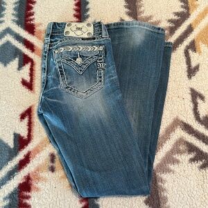 Miss me white design bootcut jeans